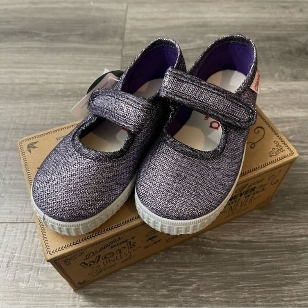 Cienta Glitter Purple MaryJane Strap Shoes Toddler Girl Size 23 / 6.5